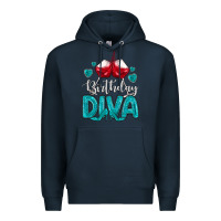 Navy birthday diva turquoise Premium Hoodie - MaliasSmallBusiness