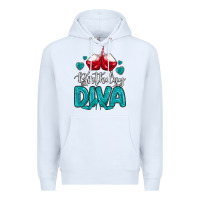 White birthday diva turquoise Premium Hoodie - MaliasSmallBusiness