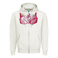 Oatmeal Heather Hour Breast Cancer Bra Zipper Hoodie - Artiststas