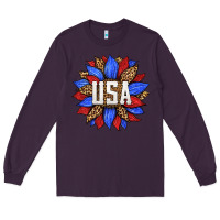 Plum american sunflower Long Sleeve Tee - HRA Design Shop