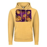 Vintage Mustard Halloween Pumpkin Cobweb Background Vintage Hoodie - RanaPortraitStore