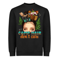 Black messy bun camp hair dont care Heavyweight Sweatshirt - texasbilliewilder