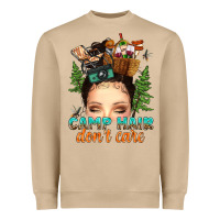 Mushroom messy bun camp hair dont care Heavyweight Sweatshirt - texasbilliewilder