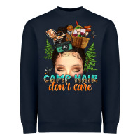 Navy messy bun camp hair dont care Heavyweight Sweatshirt - texasbilliewilder