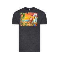 Vintage Black sunset beach background Vintage Tee - BarkalooDesign