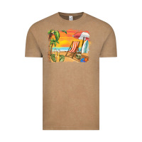 Vintage Coffee sunset beach background Vintage Tee - BarkalooDesign