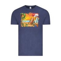 Vintage Denim sunset beach background Vintage Tee - BarkalooDesign