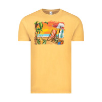 Vintage Mustard sunset beach background Vintage Tee - BarkalooDesign