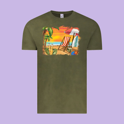 Sunset Beach Background Vintage Tee Designed By Barkaloodesign