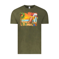 Vintage Olive sunset beach background Vintage Tee - BarkalooDesign