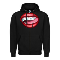 Black Lips Dental Braces Zipper Hoodie - Artiststas