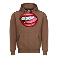 Chestnut Lips Dental Braces Zipper Hoodie - Artiststas