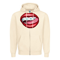 Sandshell Lips Dental Braces Zipper Hoodie - Artiststas