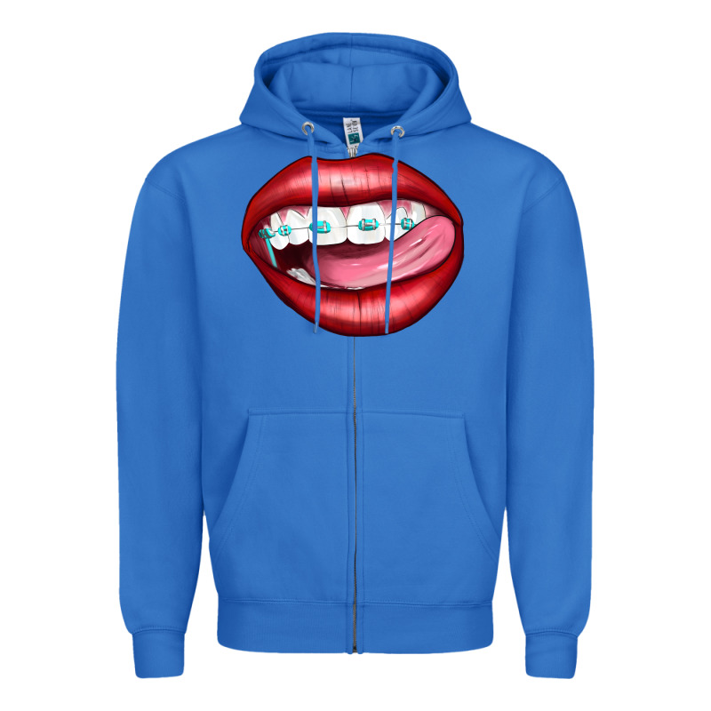 Lips Dental Braces Zipper Hoodie by Artiststas | Teevron
