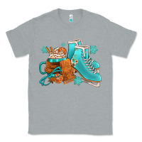 Heather Grey Winter Ice Skating Boots And Coffee Classic Tee - FaDigitalArtStudio
