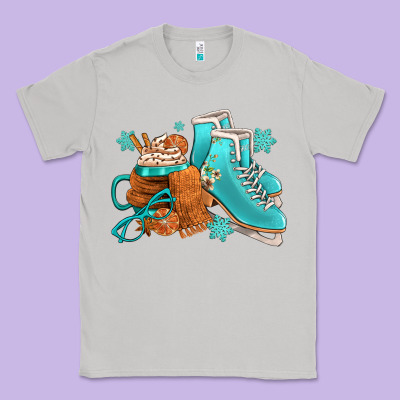 Winter Ice Skating Boots And Coffee Classic Tee Designed By Fadigitalartstudio