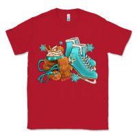 Red Winter Ice Skating Boots And Coffee Classic Tee - FaDigitalArtStudio