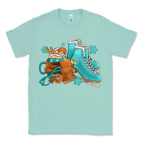 Seafoam Winter Ice Skating Boots And Coffee Classic Tee - FaDigitalArtStudio