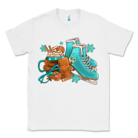 White Winter Ice Skating Boots And Coffee Classic Tee - FaDigitalArtStudio