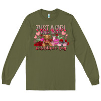 Army Green just  girl who loves valentines day Long Sleeve Tee - RacoonDesign