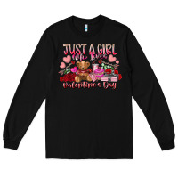 Black just  girl who loves valentines day Long Sleeve Tee - RacoonDesign