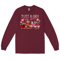 Burgundy just  girl who loves valentines day Long Sleeve Tee - RacoonDesign