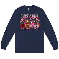 Navy just  girl who loves valentines day Long Sleeve Tee - RacoonDesign