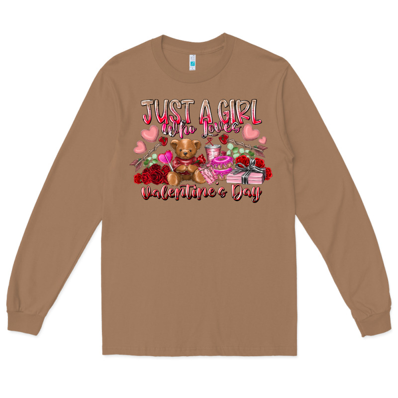 Just  Girl Who Loves Valentines Day Long Sleeve Tee by RacoonDesign | Teevron