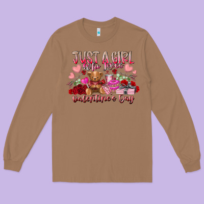 Just  Girl Who Loves Valentines Day Long Sleeve Tee Designed By Racoondesign