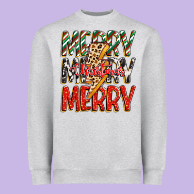Merry Christmas Lightning Bolt Heavyweight Sweatshirt Designed By Zillion Design Studio