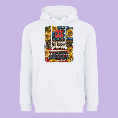Western God Bless America Heavyweight Hoodie Designed By Lillyallendesigns