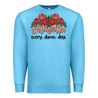 Ocean Blue chingona every damn day Premium Sweatshirt - MaliasSmallBusiness