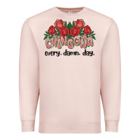 Pale Pink chingona every damn day Premium Sweatshirt - MaliasSmallBusiness
