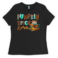 Black pumpkin spice and jesus Ladies Tee - AdoDesignShop