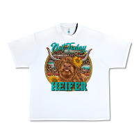 White Highland Heifer Western Urban Heavy Tee - RanaPortraitStore