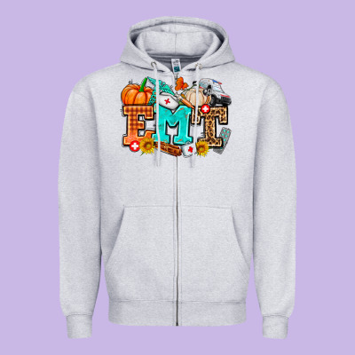 Emt With Fall Zipper Hoodie Designed By Adodesignshop