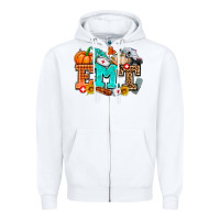 White emt with fall Zipper Hoodie - AdoDesignShop