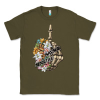 Army Green sensitive savage skeleton middle finger Classic Tee - FaDigitalArtStudio