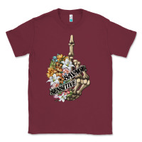 Burgundy sensitive savage skeleton middle finger Classic Tee - FaDigitalArtStudio