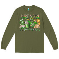Army Green Just a Girl who Loves Saint Patrick's Day Long Sleeve Tee - RacoonDesign