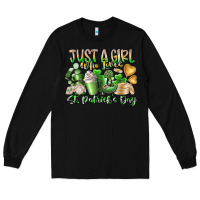 Black Just a Girl who Loves Saint Patrick's Day Long Sleeve Tee - RacoonDesign