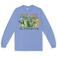 Colony Blue Just a Girl who Loves Saint Patrick's Day Long Sleeve Tee - RacoonDesign