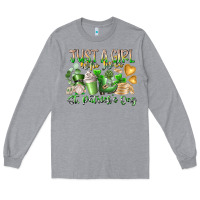 Heather Grey Just a Girl who Loves Saint Patrick's Day Long Sleeve Tee - RacoonDesign