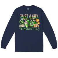 Navy Just a Girl who Loves Saint Patrick's Day Long Sleeve Tee - RacoonDesign