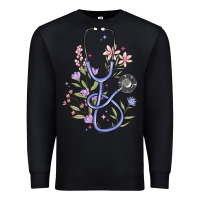 Black floral stethoscope Premium Sweatshirt - MaliasSmallBusiness
