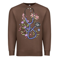Chestnut floral stethoscope Premium Sweatshirt - MaliasSmallBusiness