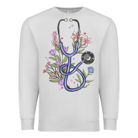Dove Grey floral stethoscope Premium Sweatshirt - MaliasSmallBusiness