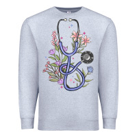 Heather Grey floral stethoscope Premium Sweatshirt - MaliasSmallBusiness