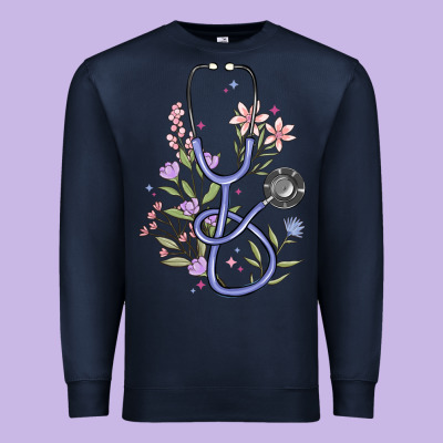 Floral Stethoscope Premium Sweatshirt Designed By Maliassmallbusiness