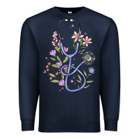 Navy floral stethoscope Premium Sweatshirt - MaliasSmallBusiness